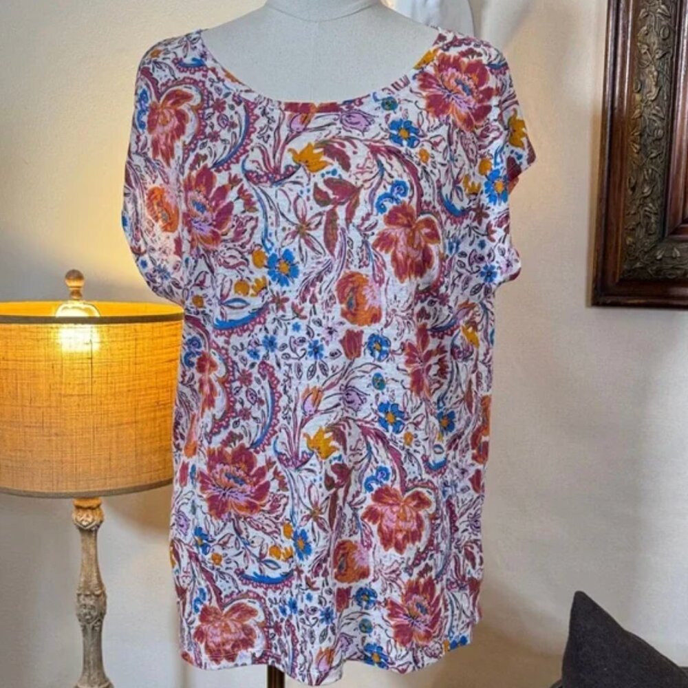 Joie Linen Multicolor Floral Blouse women XL